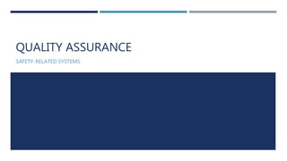 QUALITY ASSURANCE
SAFETY-RELATED SYSTEMS
 