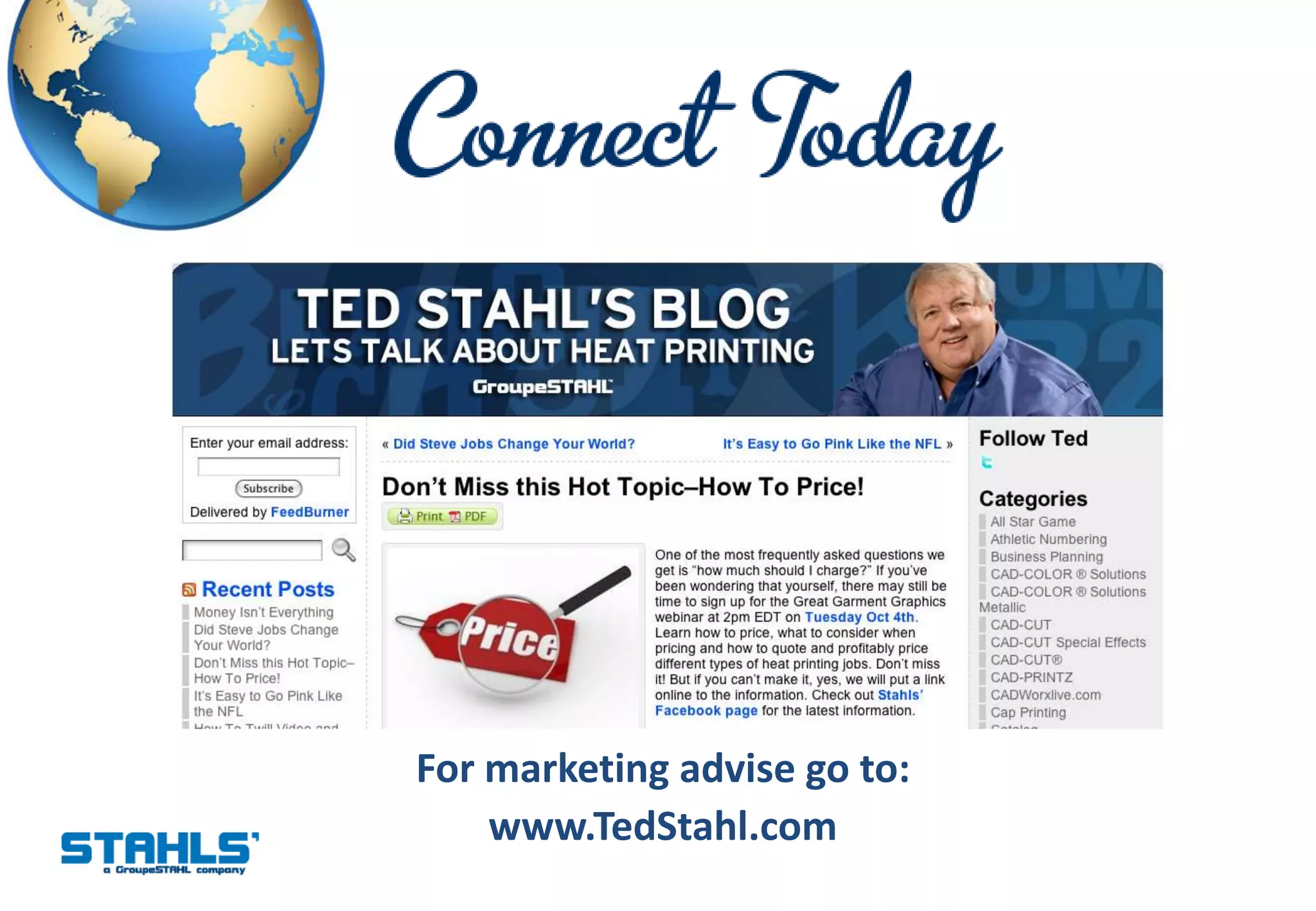 For marketing advise go to:
    www.TedStahl.com
 