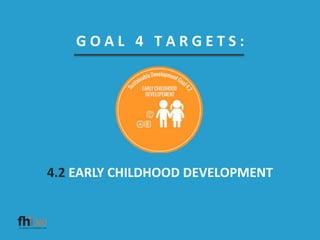 G O A L 4 T A R G E T S :
4.2 EARLY CHILDHOOD DEVELOPMENT
 