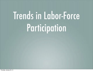 Trends in Labor-Force
Participation

Thursday, January 23, 14

 
