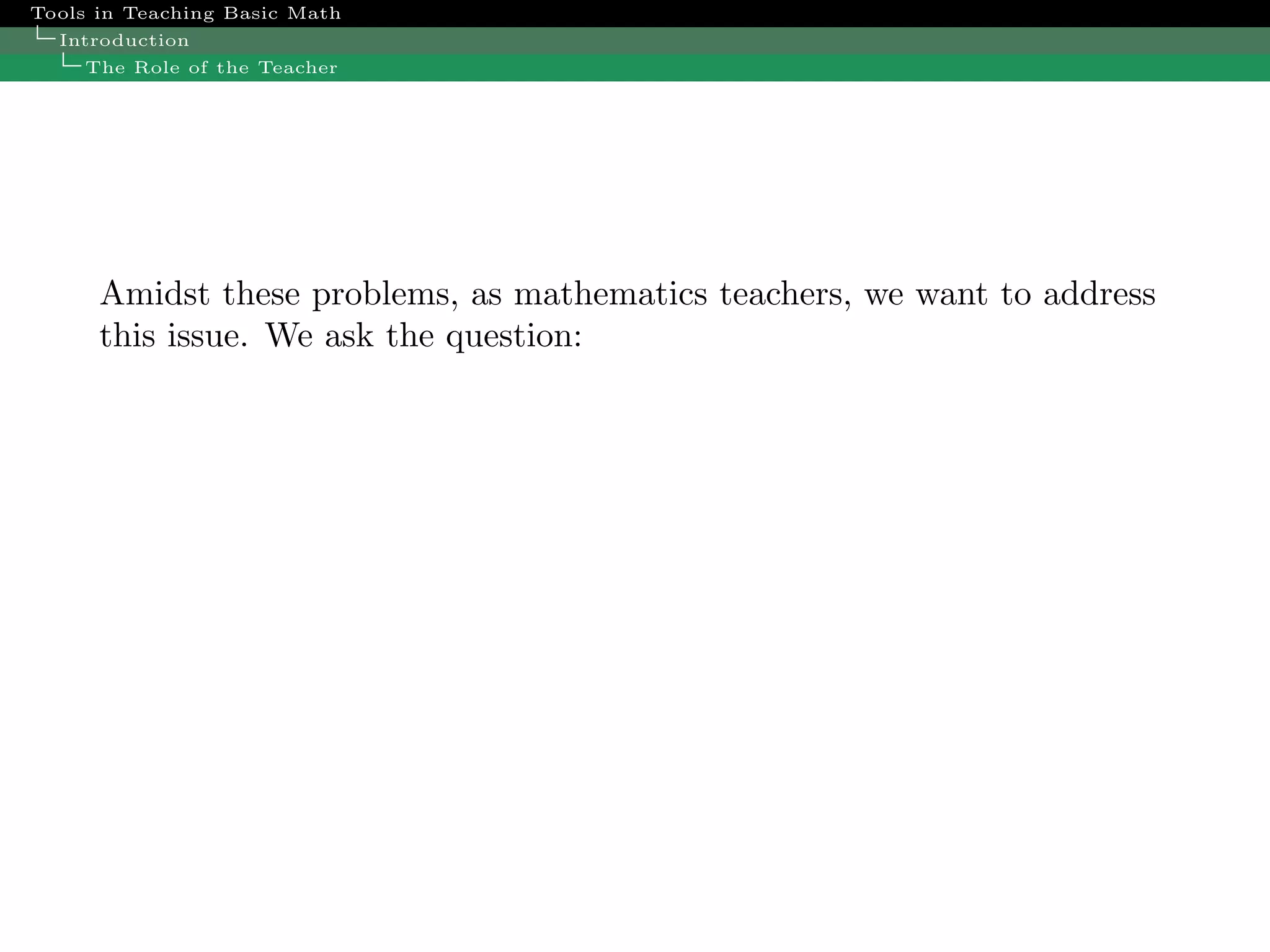 Trends In Math Teaching