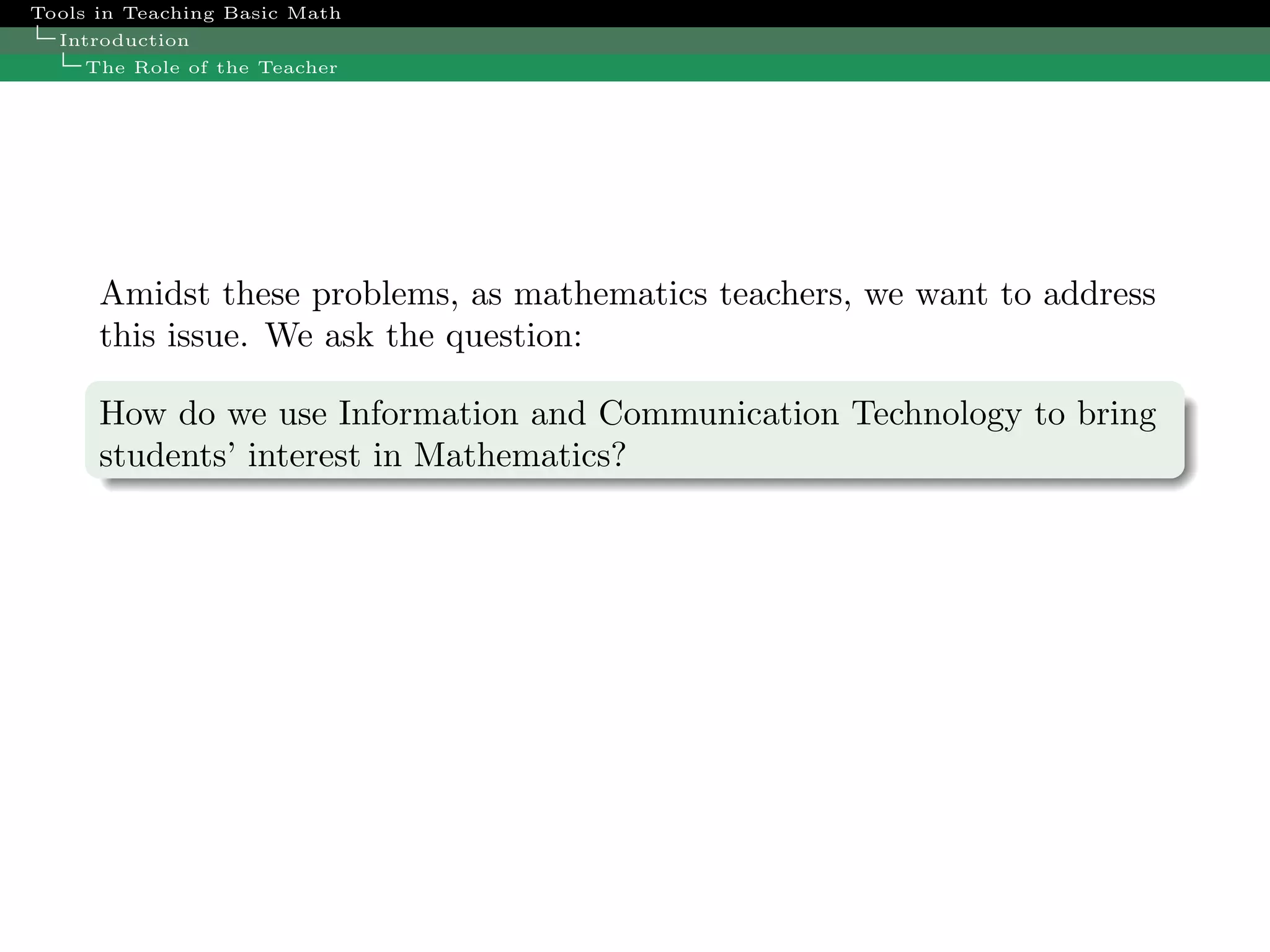 Trends In Math Teaching
