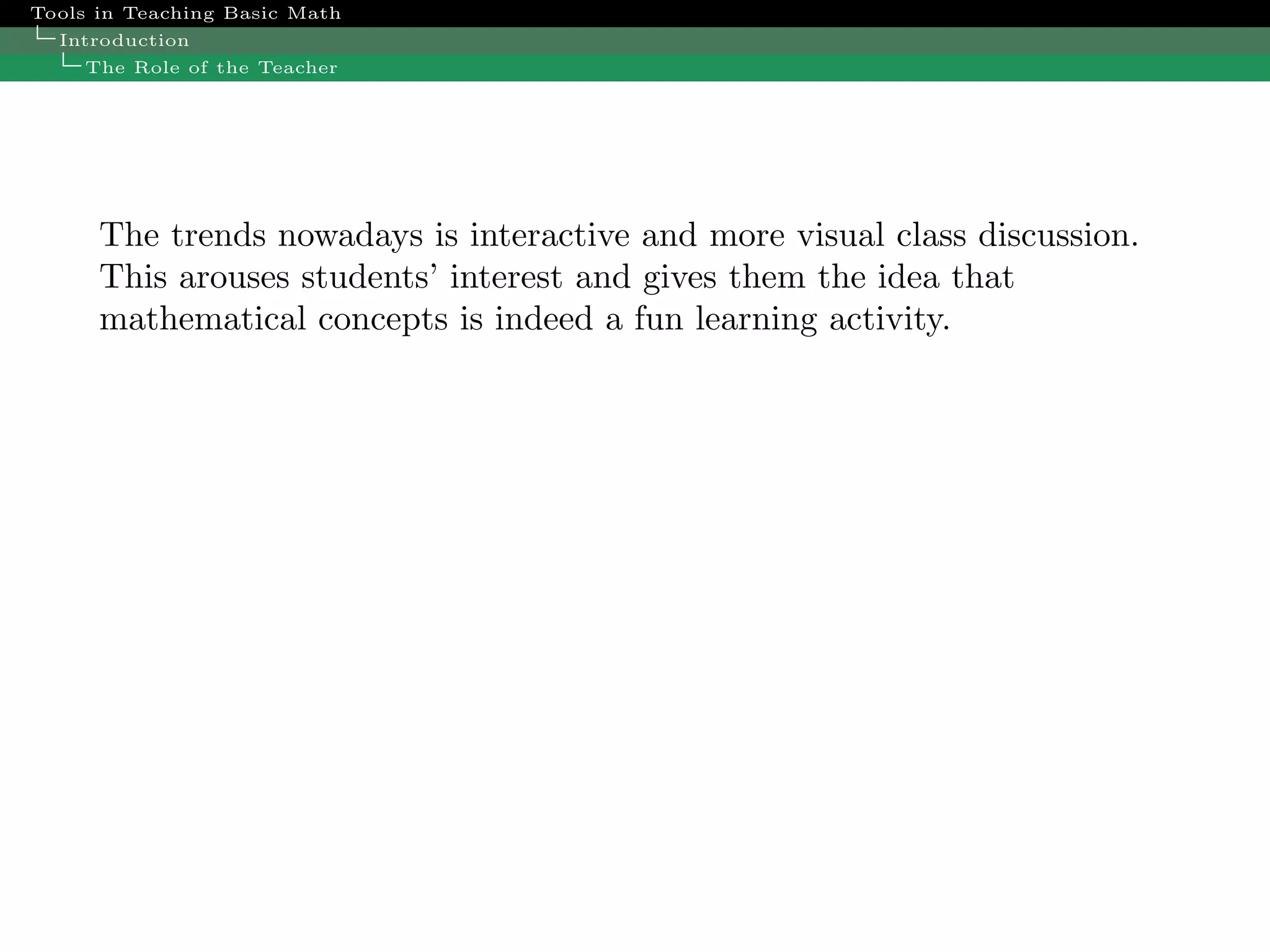 Trends In Math Teaching