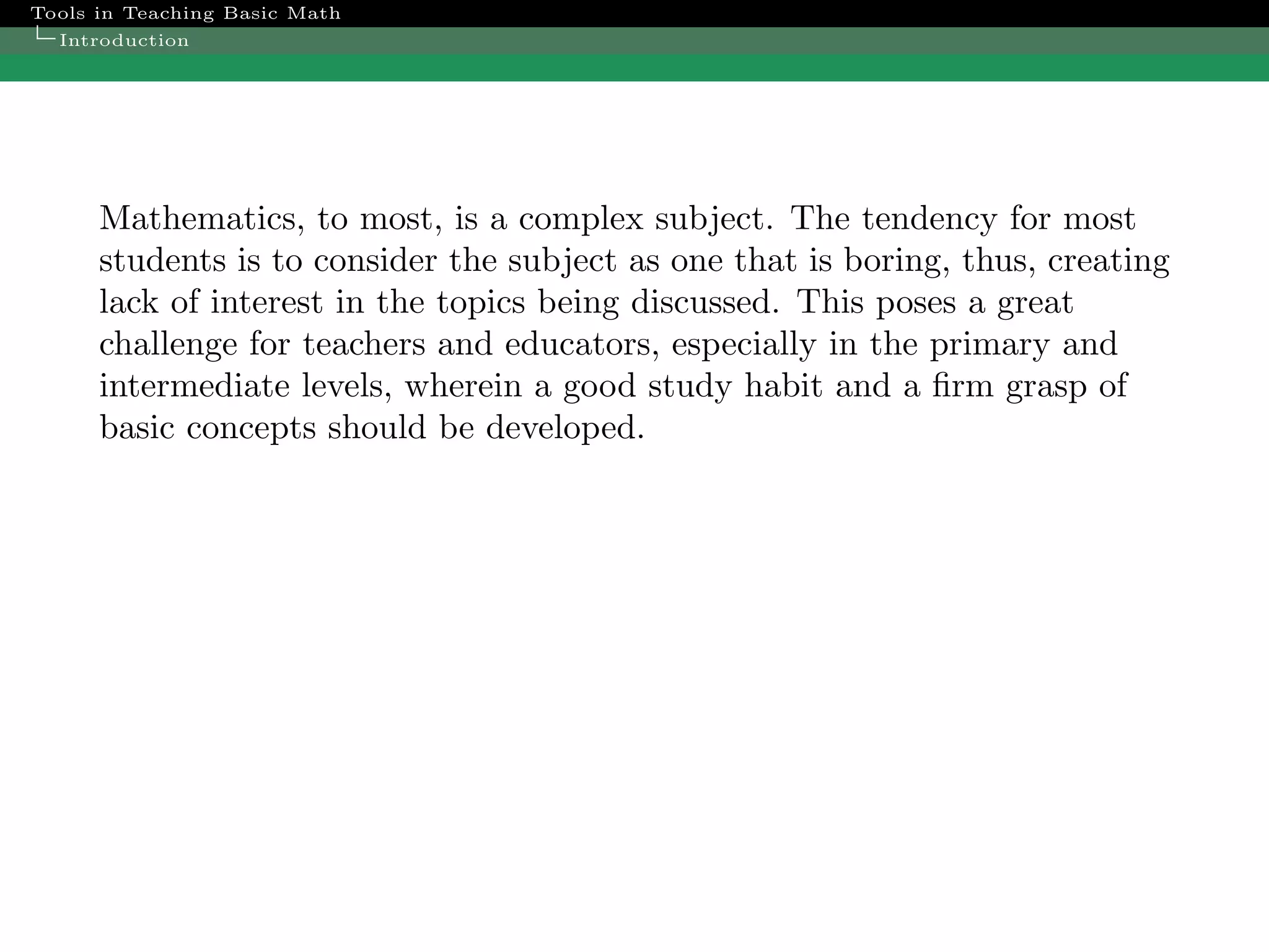 Trends In Math Teaching