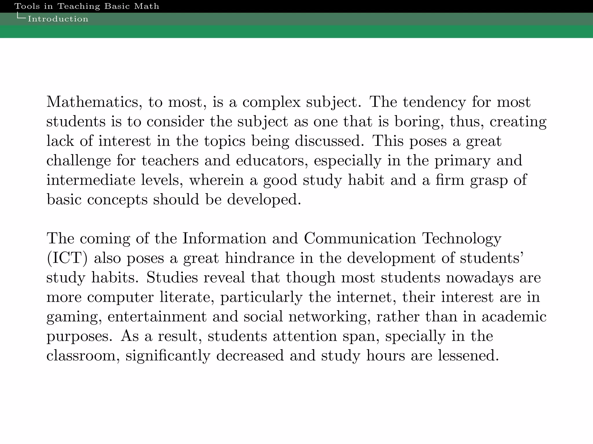 Trends In Math Teaching