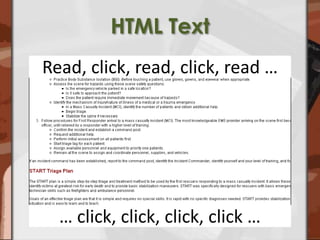 HTML TextRead, click, read, click, read …… click, click, click, click …