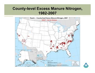 County-level Excess Manure Nitrogen,
1982-2007
 