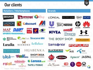 Singapore | Thailand | Indonesia | Philippines
9
Our clients
Retailers / Marketplaces Brands
 