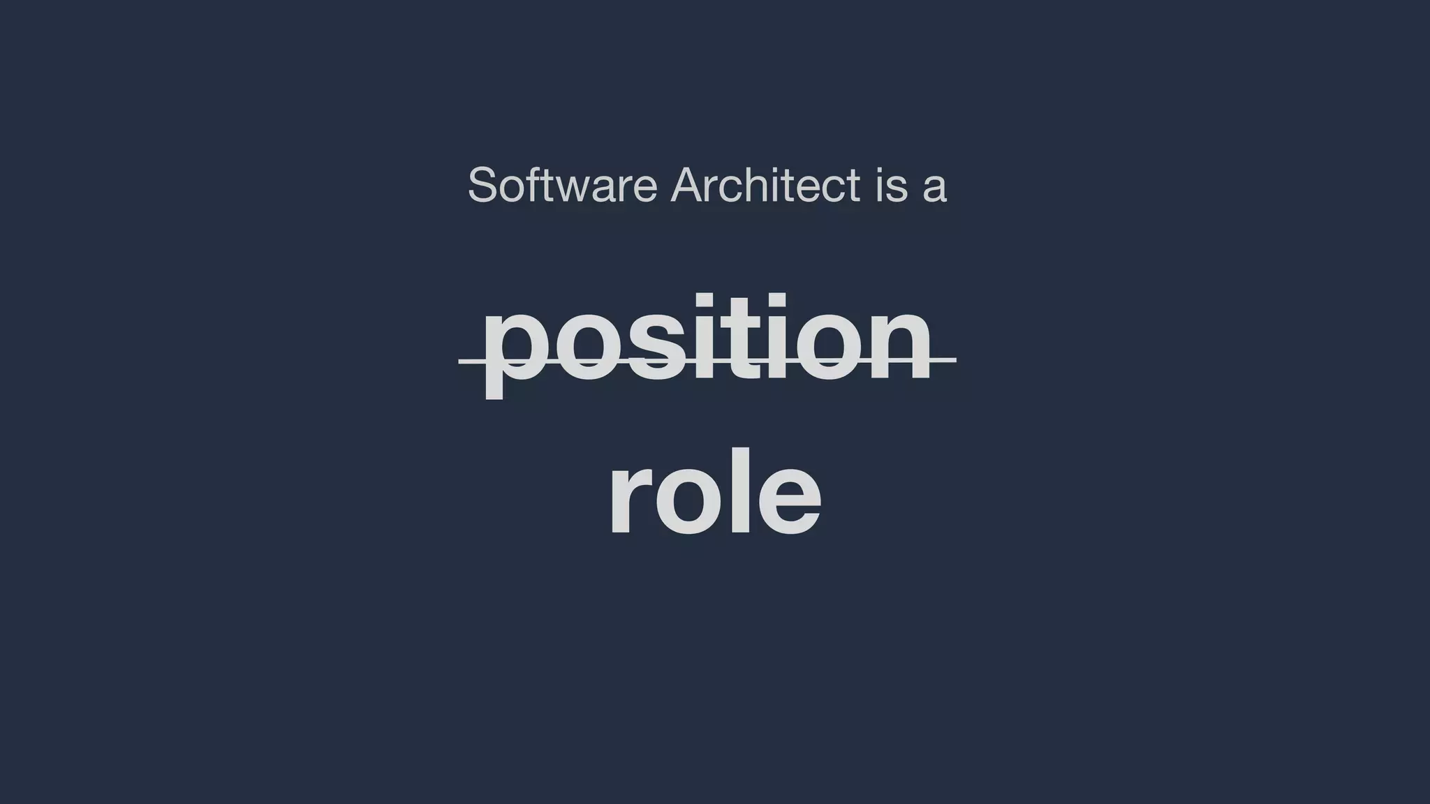 position
Software Architect is a
role
 