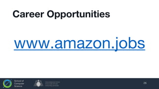School of
Computer
Science
Career Opportunities
www.amazon.jobs
26
 