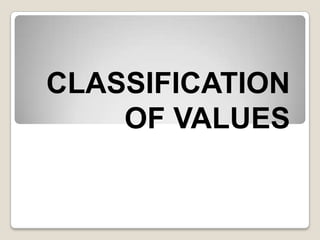 CLASSIFICATION
    OF VALUES
 