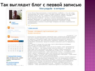 Так выглядит блог с первой записью
 