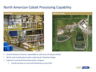 19
North American Cobalt Processing Capability
Refinery Aerial
• Current facility on 40 acres, expandable to 120 acres, all fully permitted
• Bench-scale metallurgical studies underway for flowsheet design
• Expansion and recommissioning study in progress
• Facility has been on care and maintenance since 2015
Autoclave
 