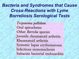 Bacteria and Syndromes that Cause
Cross-Reactions with Lyme
Borreliosis Serological Tests
 