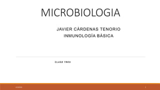 MICROBIOLOGIA
JAVIER CÁRDENAS TENORIO
INMUNOLOGÍA BÁSICA
C L A S E T R E S
4/19/2018 1
 
