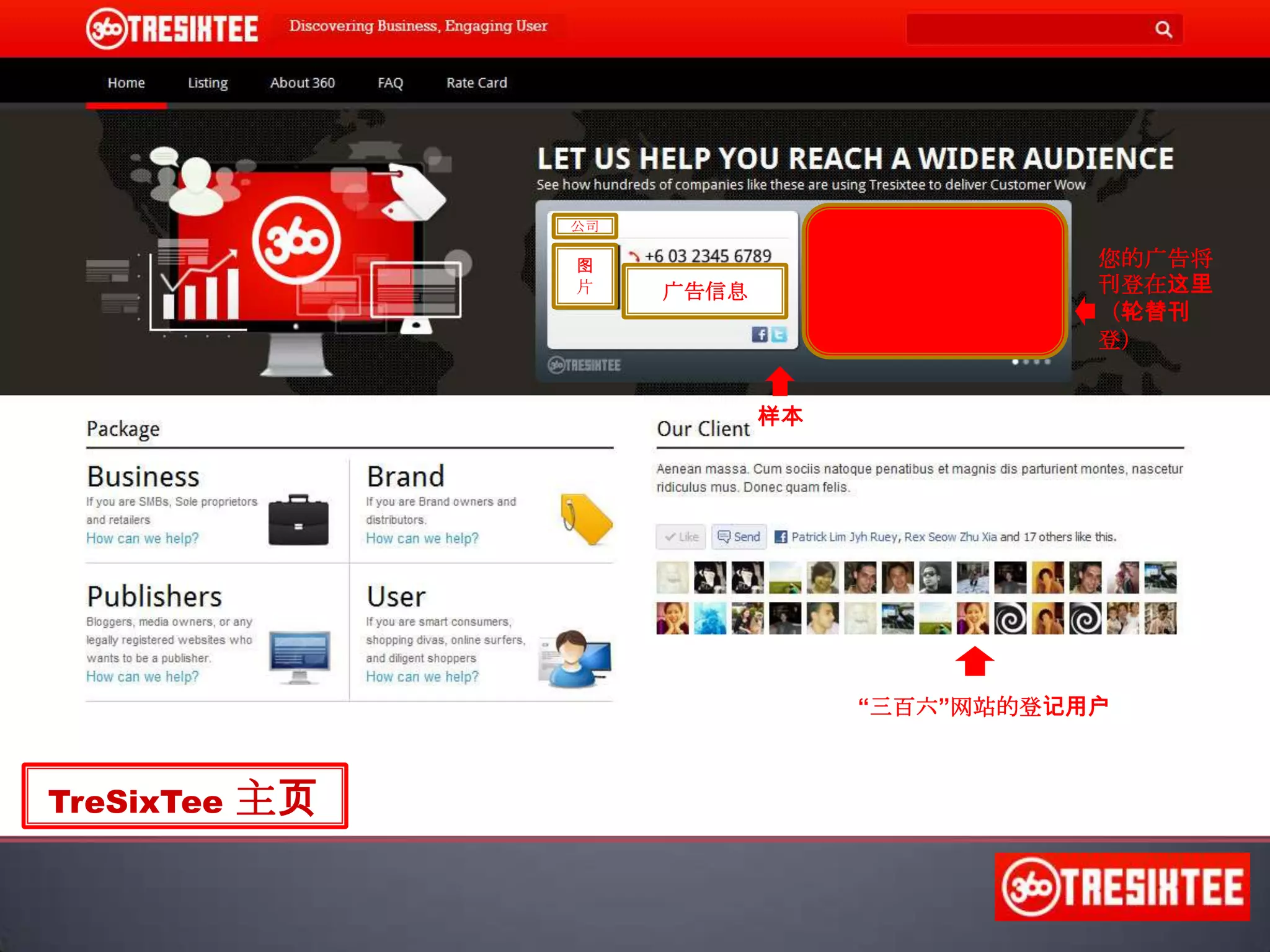 公司您的广告将刊登在这里（轮替刊登）图片广告信息样本“三百六”网站的登记用户TreSixTee 主页