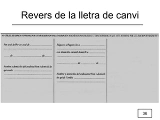 36
Revers de la lletra de canvi
 