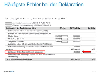 Seite 17
Häufigste Fehler bei der Deklaration
 