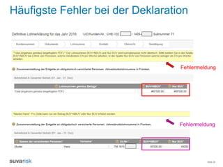 Seite 20
Häufigste Fehler bei der Deklaration
Fehlermeldung
Fehlermeldung
 
