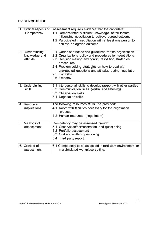 EVENTS MANAGEMENT SERVICES NC III PDF