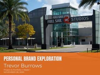 PERSONAL BRAND EXPLORATION
Trevor Burrows
Project & Portfolio I: Week 1
NOVEMBER 28, 2020
 