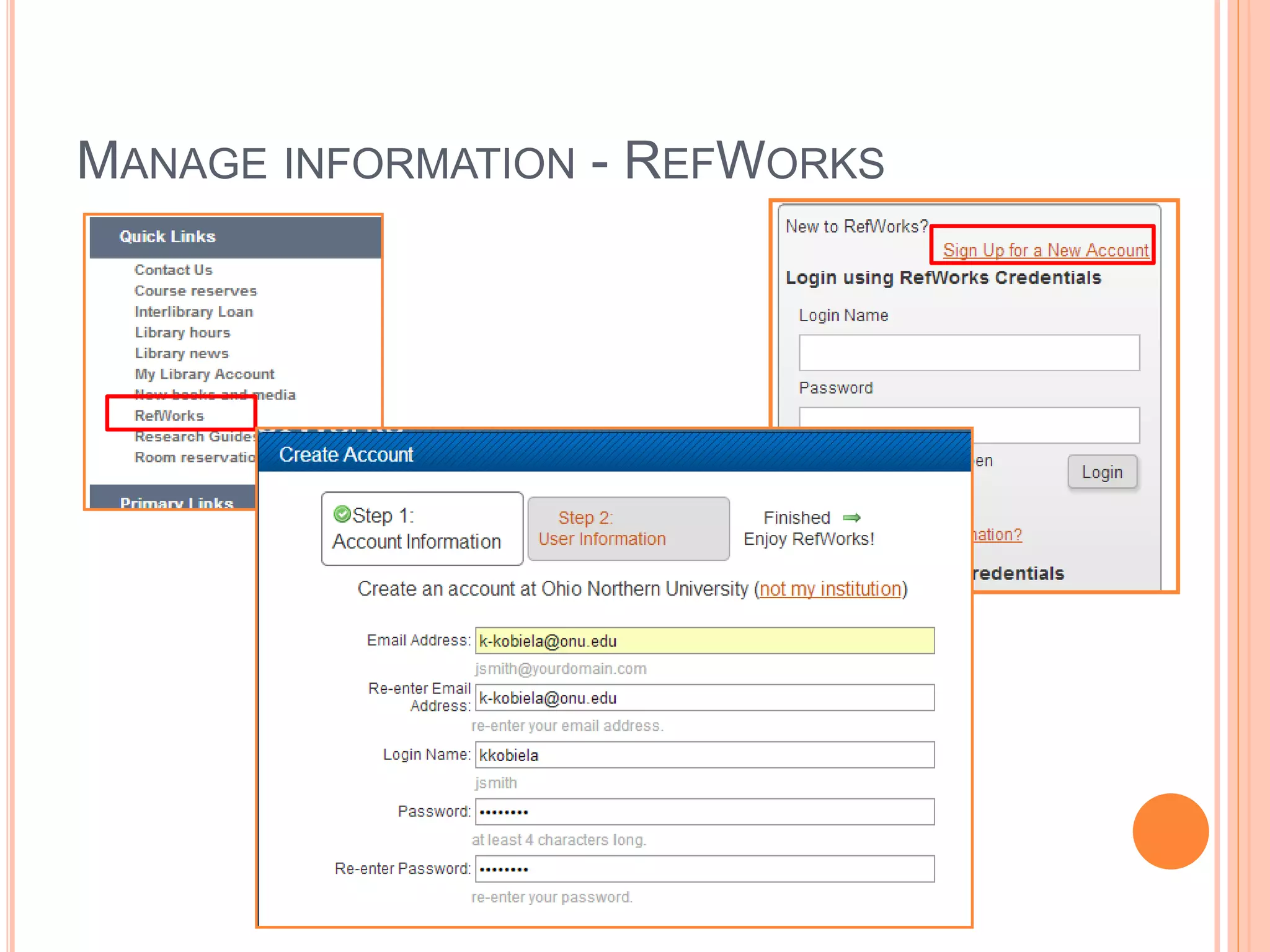 MANAGE INFORMATION - REFWORKS 
 