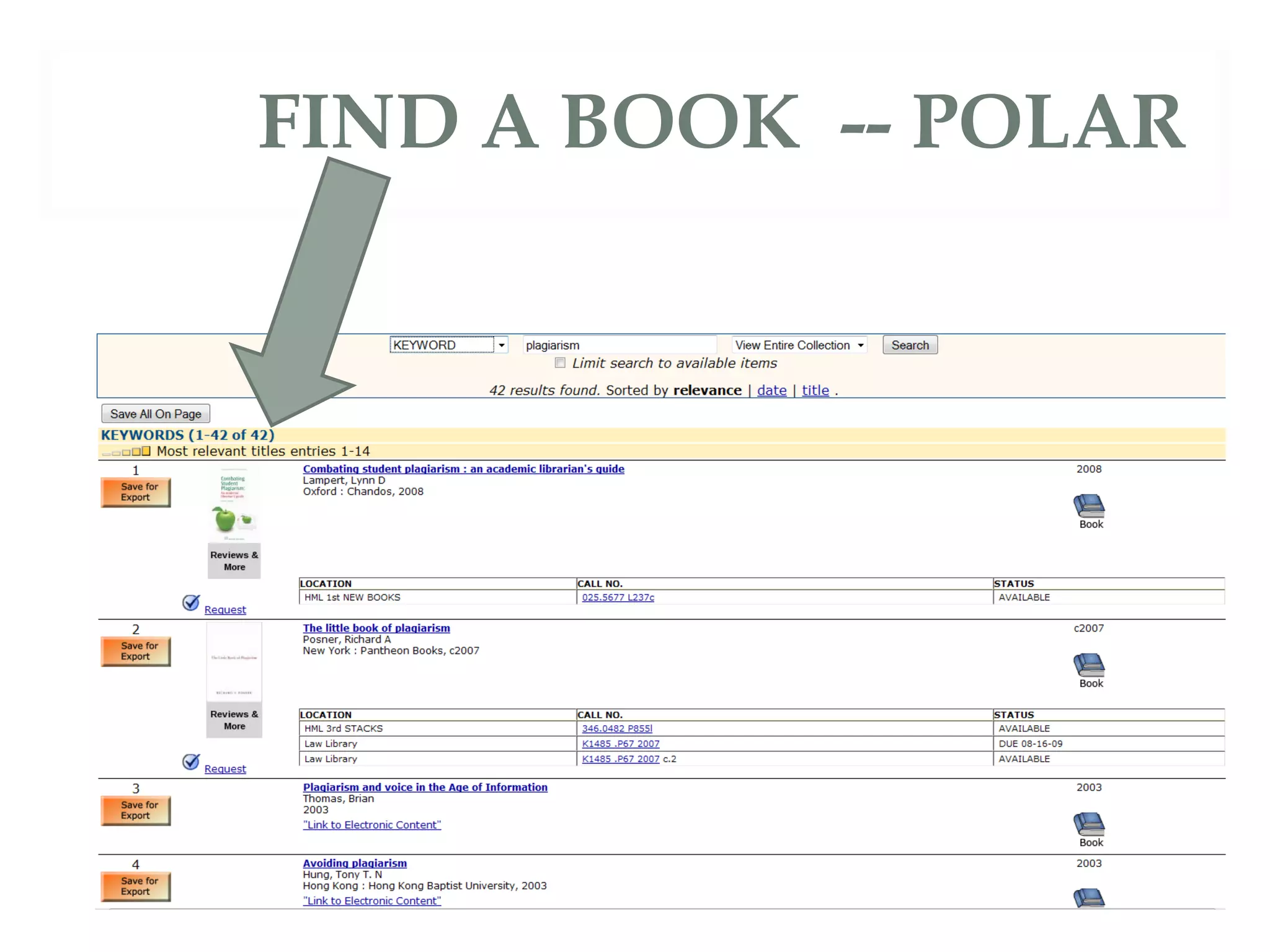 FIND A BOOK  -- POLAR 