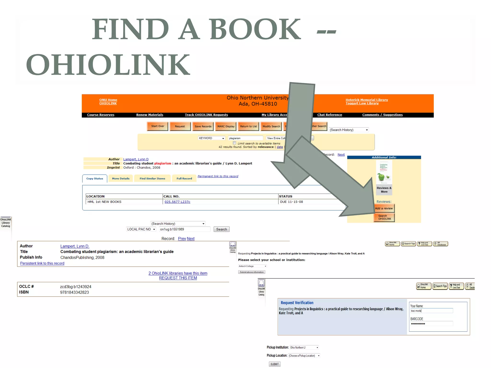 FIND A BOOK  -- OHIOLINK 