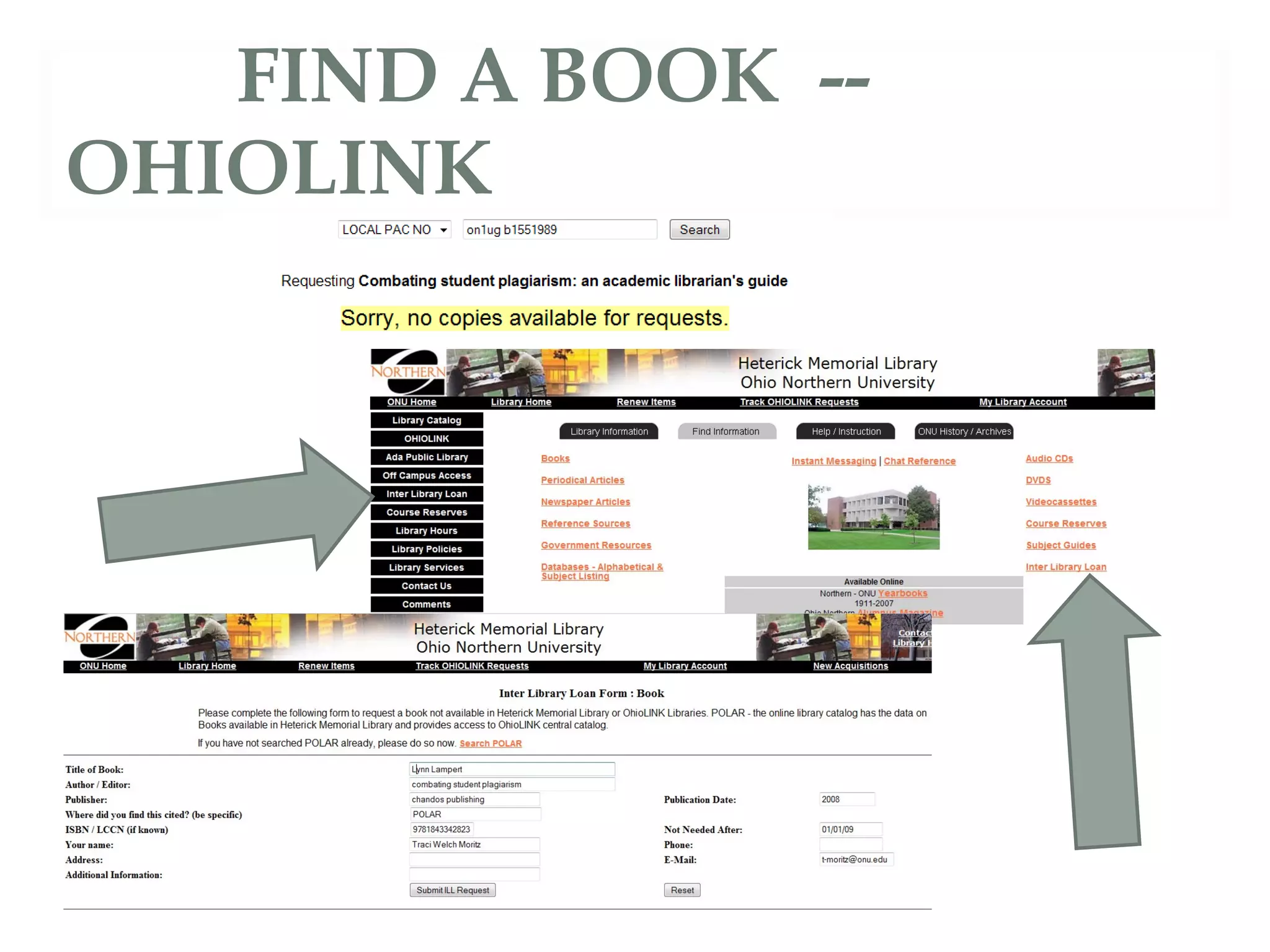 FIND A BOOK  -- OHIOLINK 
