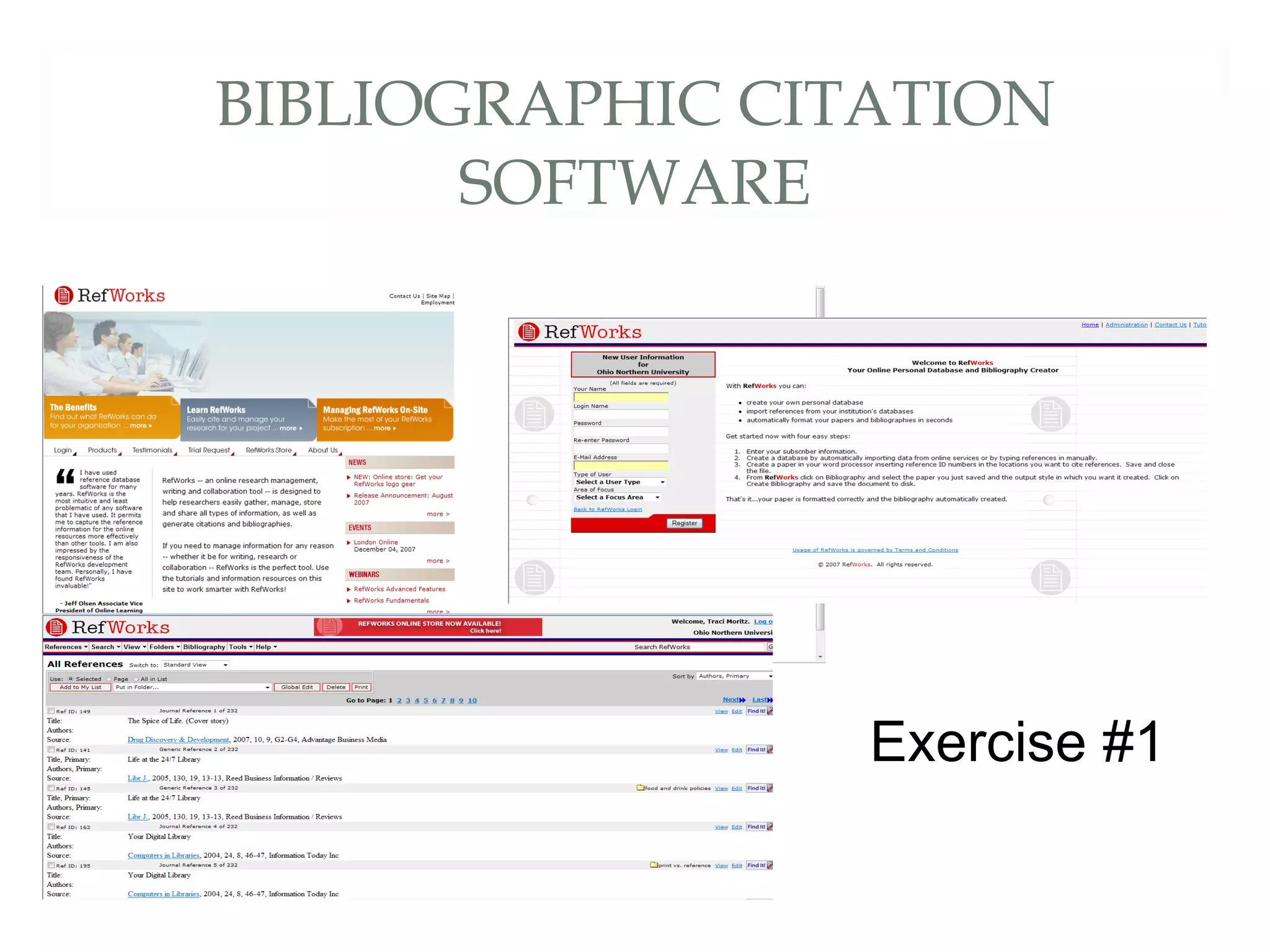 BIBLIOGRAPHIC CITATION SOFTWARE Exercise #1 