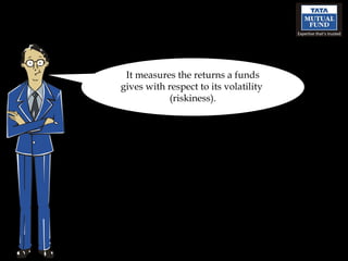 It measures the returns a funds gives with respect to its volatility  (riskiness). 