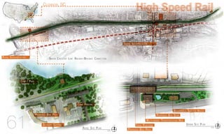 High Speed RailClemson, SC
Rural Interpretation
Urban Interpretation
Green Crescent Line: Railway/Bikeway Connection
n
nts
61
Camp Parking
Outdoor Outpost
Proposed Bike Path
Camp / Park
Rural Site Plan
Urban Site Plan
n
nts
Train Platform
Proposed Bike Path
Proposed Bus Stop
Multi-modal Transportation Hub
Repurposed Shelter House
 