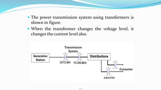Internal
 The power transmission system using transformers is
shown in figure.
 When the transformer changes the voltage...