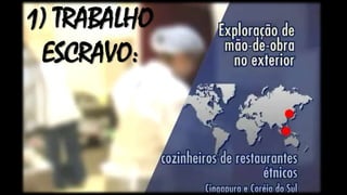 1) TRABALHO
ESCRAVO:
 