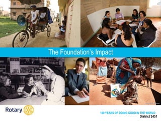 District 2451
The Foundation’s Impact
100 YEARS OF DOING GOOD IN THE WORLD
Jean-Mark Giboux
 