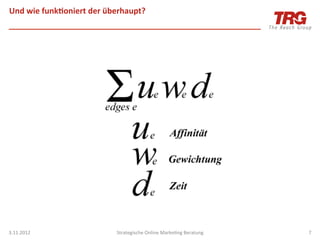 Und	
  wie	
  funk;oniert	
  der	
  überhaupt?	
  




3.11.2012	
                           Strategische	
  Online	
  MarkeIng	
  Beratung	
     7	
  
 