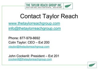 Taylor Reach Credentials