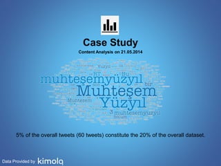 Data Provided by 
Case Study 
Content Analysis on 21.05.2014 
5% of the overall tweets (60 tweets) constitute the 20% of the overall dataset. 
 