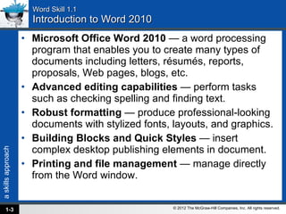 Office 2010 Word Chapter 1 | PPT