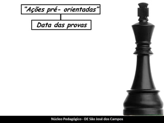 “Ações pré- orientadas” 
Data das provas  