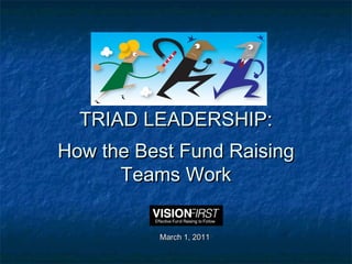 TRIAD LEADERSHIP:TRIAD LEADERSHIP:
How the Best Fund RaisingHow the Best Fund Raising
Teams WorkTeams Work
March 1, 2011March 1, 2011
 