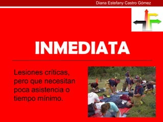 Diana Estefany Castro Gómez




      INMEDIATA
Lesiones críticas,
pero que necesitan
poca asistencia o
tiempo mínimo.
 