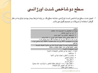 ‫ی‬ ‫انس‬‫ژ‬‫ر‬‫او‬ ‫شدت‬ ‫شاخص‬‫دو‬ ‫سطح‬
✓‫ب‬‫ی‬‫نیاز‬‫و‬ ‫بوده‬‫بیمار‬ ‫ایط‬‫ر‬‫ش‬ ‫پایه‬‫بر‬ ،‫یک‬‫سطح‬ ‫مشابه‬،‫ی‬ ‫انس‬‫ژ‬‫ر‬‫او‬‫شدت‬‫شاخص‬ ‫دو‬‫سطح‬ ‫حدت‬‫تعیین‬‫نظر‬‫در‬ ‫ه‬
‫باشد‬‫نمی‬‫ی‬‫گیر‬‫تصمیم‬‫در‬‫تسهیالت‬‫از‬‫استفاده‬‫گرفتن‬.
•
•
•/
<28≥38
<90<5/36
) / / / / (
) (
()
) (
•
•) (
•
-
-
) ( -
( -)
-
yosra.anvar@komar.edu.iq
 