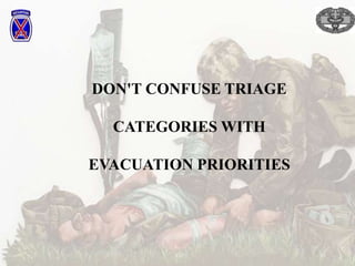 DON'T CONFUSE TRIAGE
CATEGORIES WITH
EVACUATION PRIORITIES
 