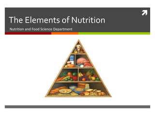 
The Elements of Nutrition
Nutrition and Food Science Department
 