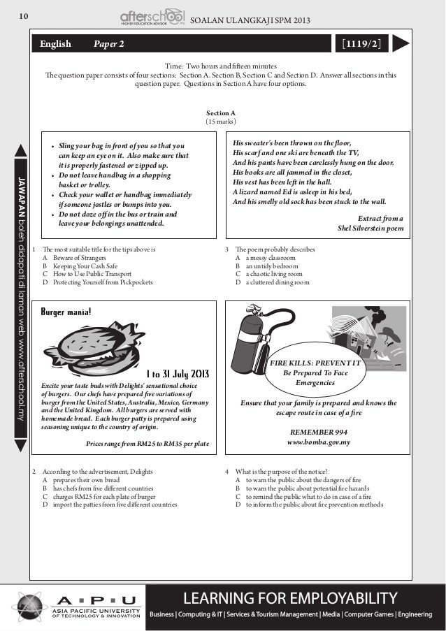 Kertas Soalan Tamat In English - Tersoal n
