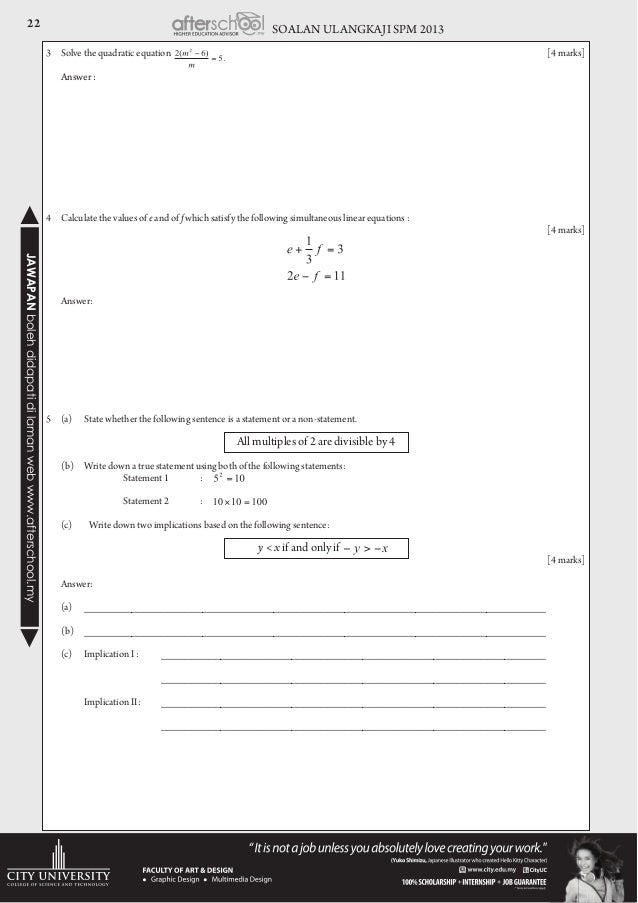 Contoh Soalan Dan Jawapan Quadratic Function - Contoh 317