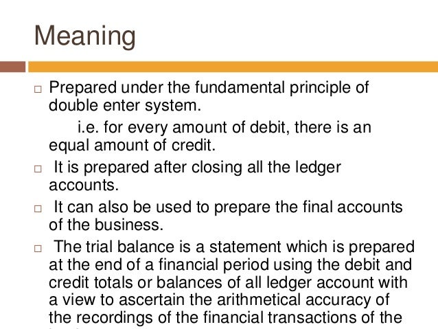 trial balance trial balance