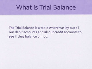 Trial balance and rectification of errors