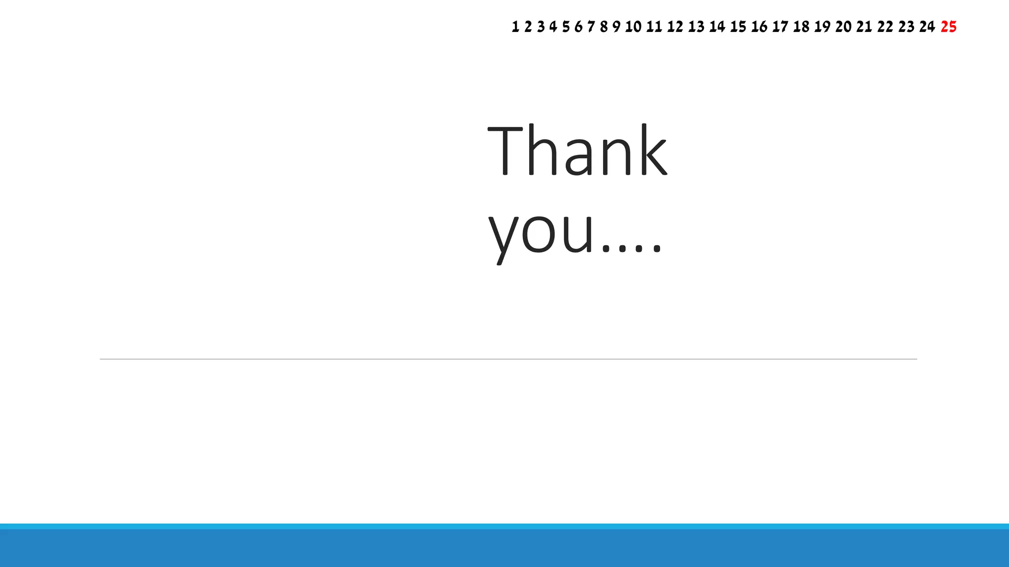 Thank
you….
1 2 3 4 5 6 7 8 9 10 11 12 13 14 15 16 17 18 19 20 21 22 23 24 25
 
